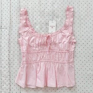 Aritzia Pink Ruffle Trim Tank Top